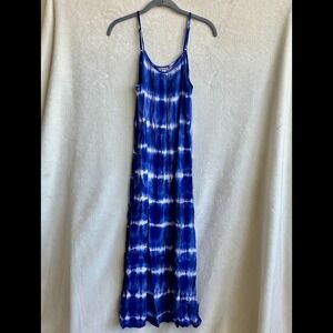 Merona Blue White Tie Die Sleeveless Sundress Maxi Dress Size Small